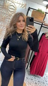 Parmak Detaylı Siyah  Bluz