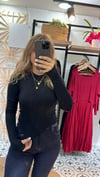 Parmak Detaylı Siyah  Bluz