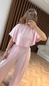 Pelerinli Modal Kumaş Salaş Takım – Soft Pudra