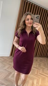 Polo Yaka Modal Elbise- Vişne Mürdüm
