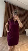 Polo Yaka Modal Elbise- Vişne Mürdüm