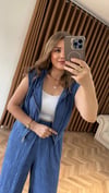 Sıfır Kol Kapşonlu  Takım-Mavi
