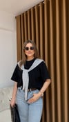 Siyah Atkılı  Basic Tshirt 