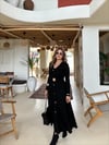 Siyah Gold Kemerli Maxi Boy Elbise