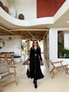 Siyah Gold Kemerli Maxi Boy Elbise