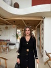 Siyah Gold Kemerli Maxi Boy Elbise
