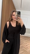 Siyah  İnce Modal Üçlü Kimono Atlet Pantolon Takım