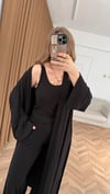 Siyah  İnce Modal Üçlü Kimono Atlet Pantolon Takım