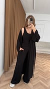 Siyah  İnce Modal Üçlü Kimono Atlet Pantolon Takım