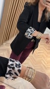 Siyah Leopar Astarlı Blazer Ceket 