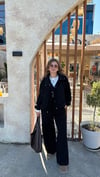 Siyah Modal Kumaş Dik Yaka Ceket Pantolon Takım