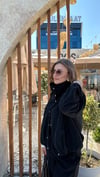 Siyah Modal Kumaş Dik Yaka Ceket Pantolon Takım