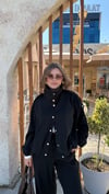 Siyah Modal Kumaş Dik Yaka Ceket Pantolon Takım