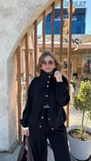 Siyah Modal Kumaş Dik Yaka Ceket Pantolon Takım