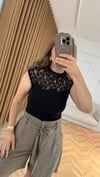 Siyah Romantik Güpür Bluz