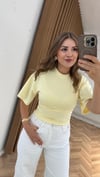 Taş Detaylı Premium Tişört-Sarı