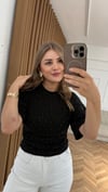 Taş Detaylı Premium Tişört-Siyah