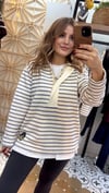 Yarım Fermuarlı Mavi Çizgili Sweatshirt