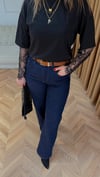 Yüksek Bel Koyu Laci Düz Paça Jean 