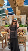Zara Orijinal Pullu File Bluz-Siyah