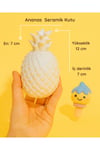 El Yapımı Ananas Seramik Kutu | Dekoratif Takı Kutusu ve Raf Süsü