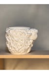 Floral Kuzu Saksı – 9 cm Boyanabilir Güçlendirilmiş Beton Saksı / Kalemlik