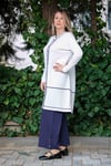 Missa - Rayon Çizgi Bella Takım Beyaz / Lacivert
