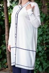 Missa - Rayon Çizgi Bella Takım Beyaz / Lacivert