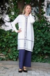 Missa - Rayon Çizgi Bella Takım Beyaz / Lacivert