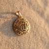 Allah Yazılı Zirkon Taşlı Kolye Ucu - 14k Altın Kaplama - 18 x 26 mm