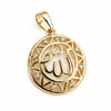 Allah Yazılı Zirkon Taşlı Kolye Ucu - 14k Altın Kaplama - 18 x 26 mm
