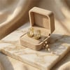Antik Desenli Taş Detaylı Kalın Halka Küpe - 14k Altın Rengi Kaplama, 2 cm