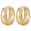 Antik Yunan Desenli Kalın Çelik Halka Küpe  - 14k Altın Kaplama - 18 mm çap