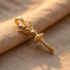Balerin Figürlü Kolye Ucu  - 14k Altın Kaplama - 10 x 22 mm