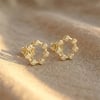 Çember Taşlı Küpe - 14k Altın Rengi Kaplama, 1 cm