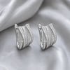 Dalgalı Şeritli Zirkon Taşlı Küpe - Beyaz Altın Kaplama - 19 mm