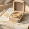 Desenli Halka Küpe - 14K Altın Rengi Kaplama, 4 cm çap