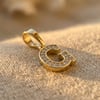 G Harfi Zirkon Taşlı Minimal Kolye Ucu  - 14k Altın Kaplama - 8 x 18 mm