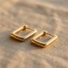 Geometrik Köşeli Halka Küpe - 14k Altın Rengi Kaplama, 1,8 cm