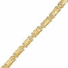 Grek Motifli Zirkon Taşlı Zincir Bileklik - 14k Altın Kaplama - 18+3 cm