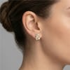 İncili Yaprak Form Zirkon Taşlı Küpe 14K Altın Rengi Kaplama, 1,8 cm