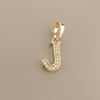 J Harfi Zirkon Taşlı Minimal Kolye Ucu  - 14k Altın Kaplama - 7 x 17 mm