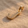 J Harfi Zirkon Taşlı Minimal Kolye Ucu  - 14k Altın Kaplama - 7 x 17 mm