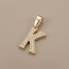 K Harfi Zirkon Taşlı Minimal Kolye Ucu  - 14k Altın Kaplama - 8 x 17 mm