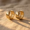 Kalın Çelik Halka Küpe  - 14k Altın Kaplama - 13 mm çap