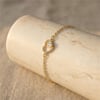 Kalp Charm Zirkon Taşlı Bileklik - 14K Altın Rengi Kaplama, 17+3 cm