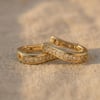 Kavisli Zirkon Taşlı Halka Küpe - 14K Altın Kaplama - 18 mm