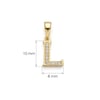 L Harfi Zirkon Taşlı Minimal Kolye Ucu  - 14k Altın Kaplama - 8 x 17 mm