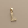 L Harfi Zirkon Taşlı Minimal Kolye Ucu  - 14k Altın Kaplama - 8 x 17 mm
