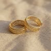 Labirent Desenli Halka Küpe - 14K Altın Rengi Kaplama, 2 cm çap